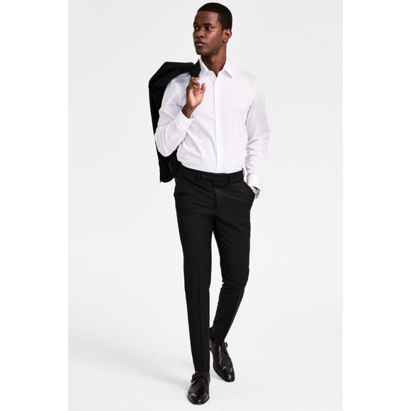 Calvin Klein Men Skinny Fit Wool Blend Suit Pants Black Size 33X30 - Picture 1 of 4